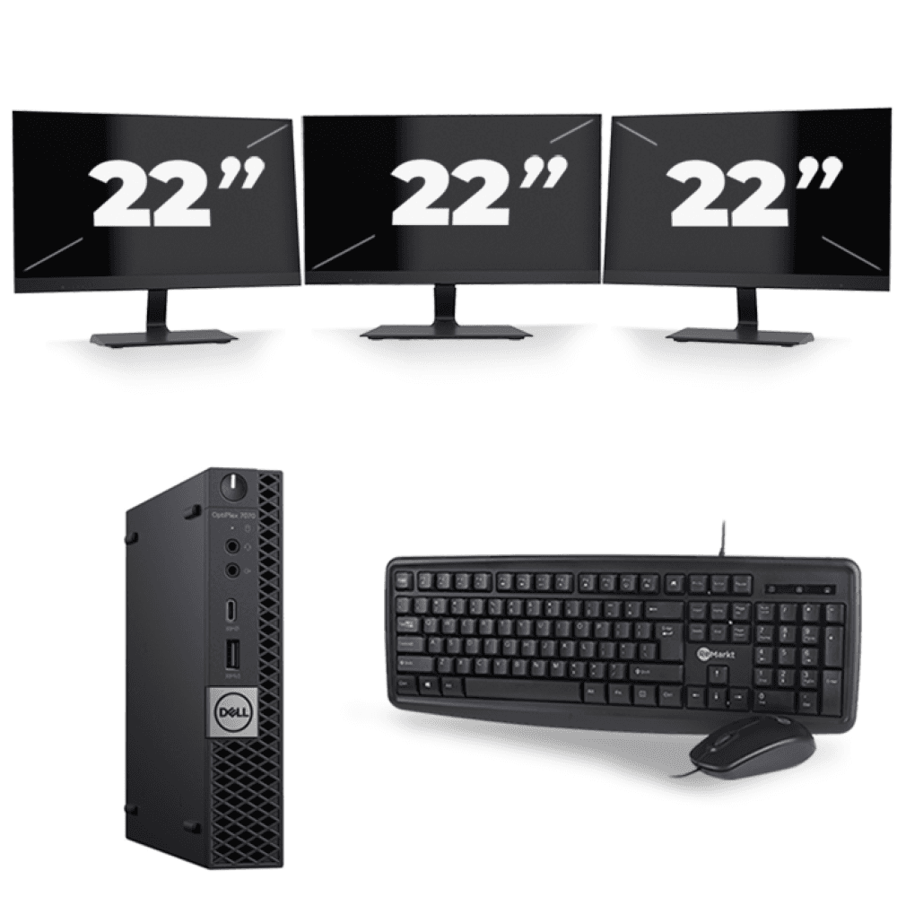 Dell Optiplex 7070 Micro USFF - Intel Core i5-9a generazione - 8 GB di RAM - SSD da 256 GB - Windows 11 + 3 monitor da 22 pollici