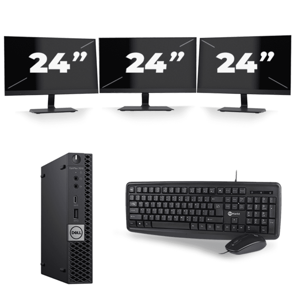 Dell Optiplex 7070 Micro USFF - Intel Core i5-9a generazione - 8 GB di RAM - SSD da 256 GB - Windows 11 + 3 monitor da 24 pollici