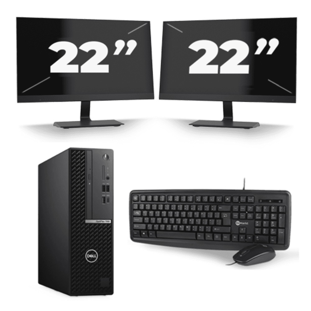 Dell OptiPlex 7080 USFF - Intel Core i5-10a generazione - 8 GB di RAM - SSD da 256 GB - Windows 11 + 2 monitor da 22 pollici