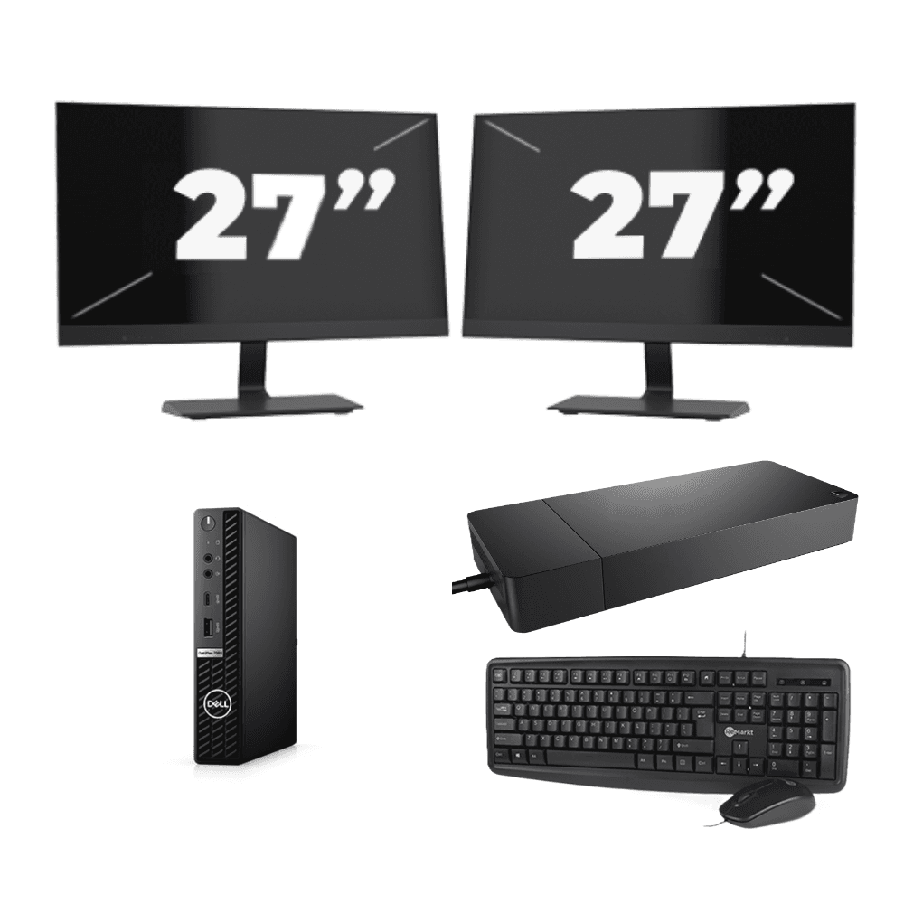 Dell OptiPlex 7080 USFF - Intel Core i3-10a Generazione - 8GB RAM - 256GB SSD - Windows 11 + 2x Monitor 27 pollici