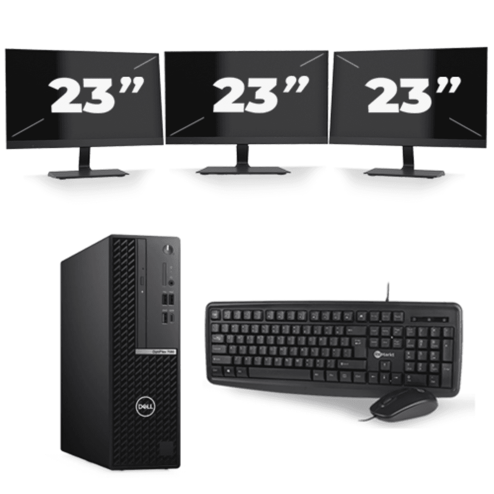 Dell OptiPlex 7080 USFF - Intel Core i7-10a generazione - 8 GB di RAM - SSD da 256 GB - Windows 11 + 3 monitor da 23 pollici