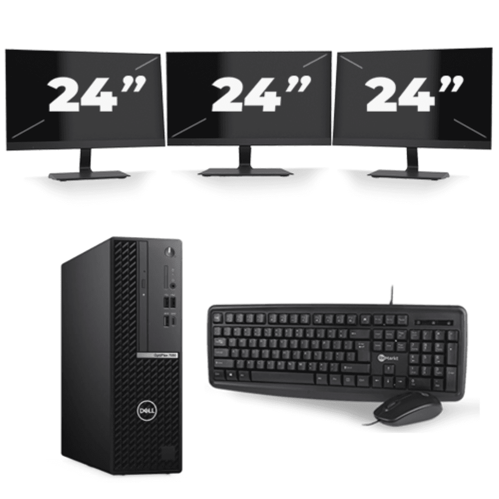 Dell OptiPlex 7080 USFF - Intel Core i5-10a generazione - 8 GB di RAM - SSD da 256 GB - Windows 11 + 3 monitor da 24 pollici