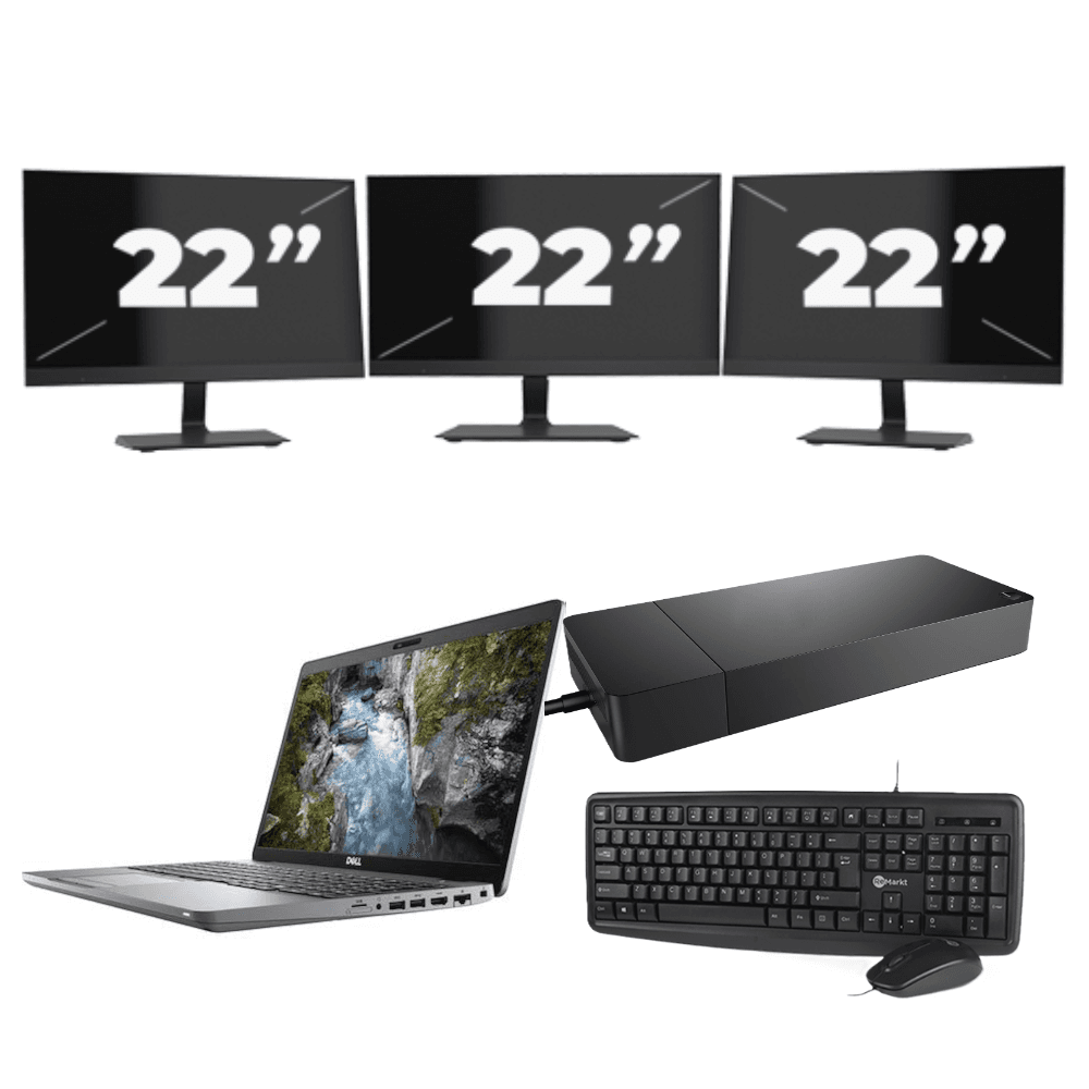Dell Precision 3550 - Intel Core i7-10a generazione - 15 pollici - 8 GB di RAM - SSD da 256 GB - Windows 11 + 3 monitor da 22 pollici