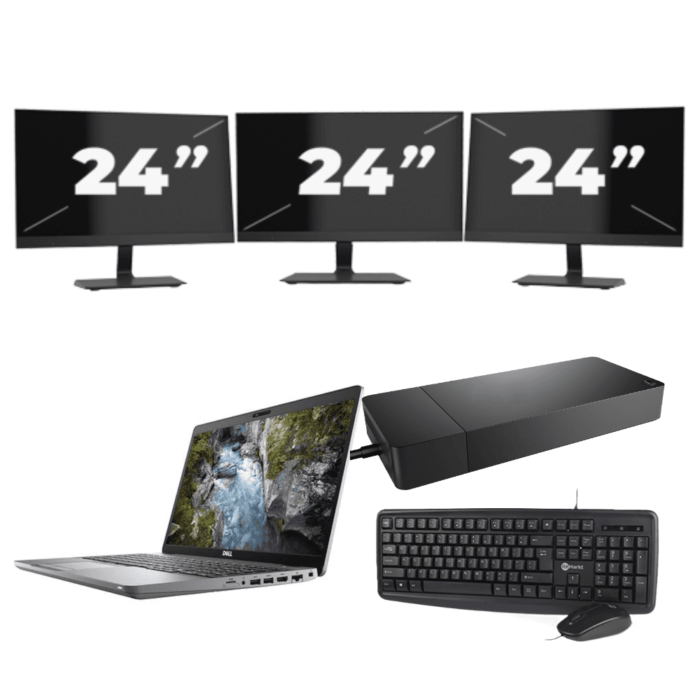 Dell Precision 3550 - Intel Core i7-10a generazione - 15 pollici - 8 GB di RAM - SSD da 256 GB - Windows 11 + 3 monitor da 24 pollici