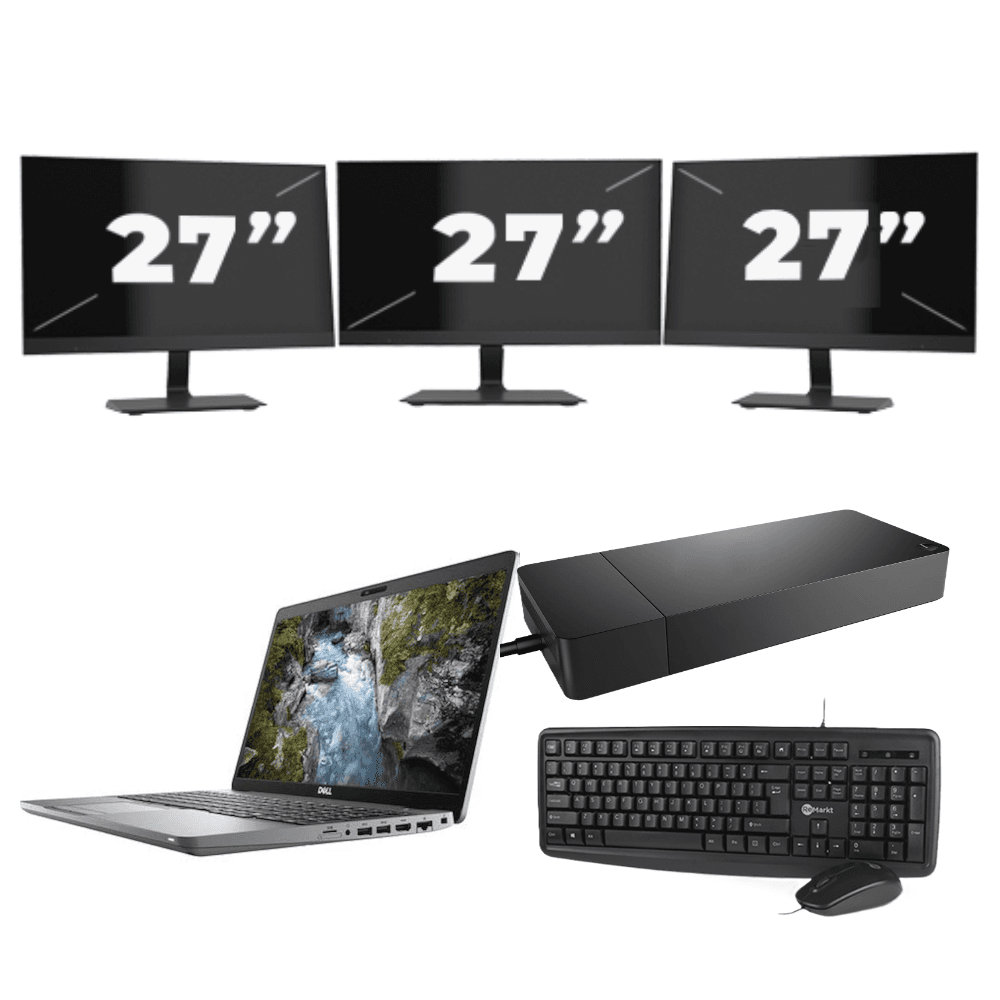 Dell Precision 3550 - Intel Core i7 10ª generazione - 15 pollici - 16GB RAM - 512GB SSD - GPU - Windows 11 Home + 3x Monitor da 27 pollici