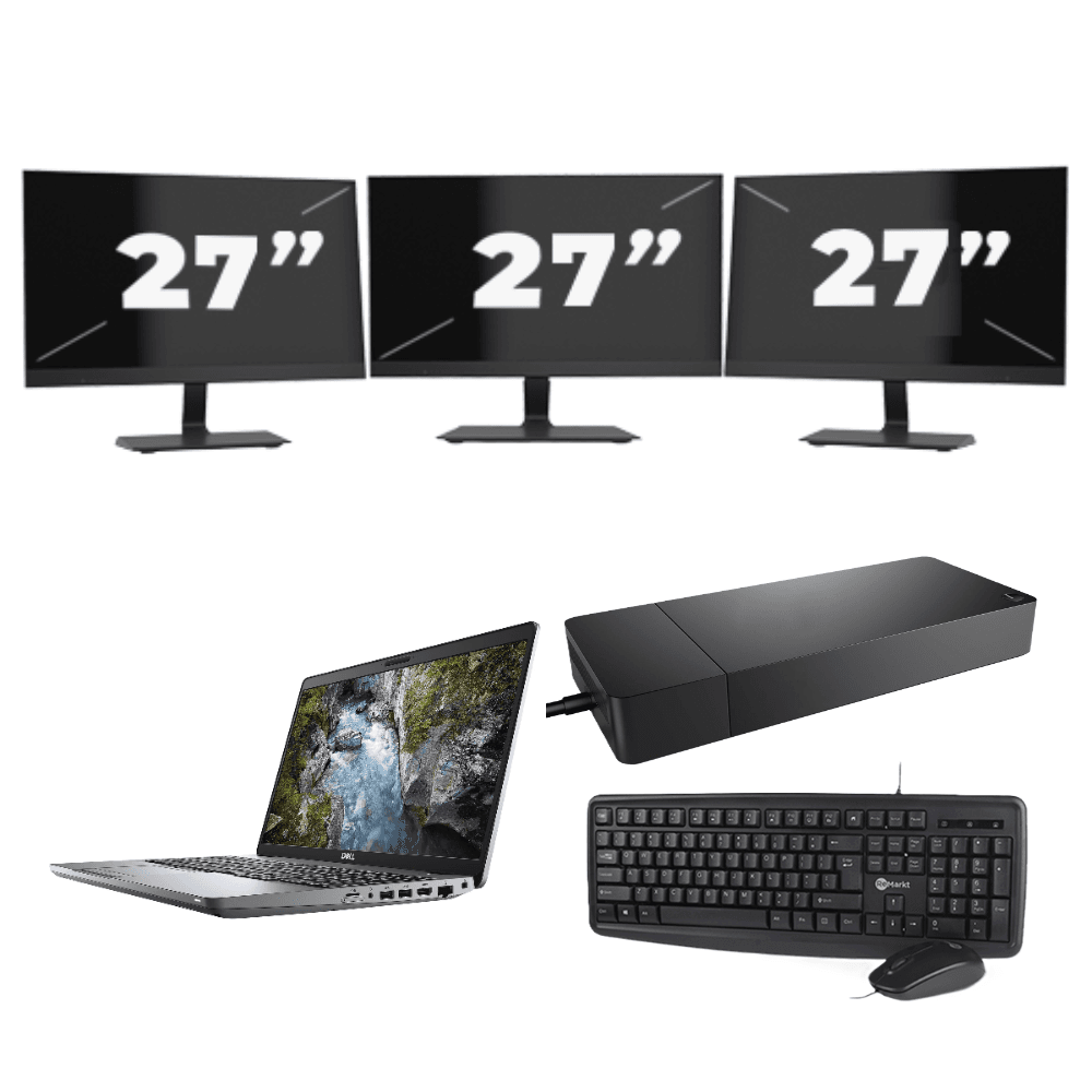 Dell Precision 3551 - Intel Core i7 10ª generazione - 15 pollici - 16GB RAM - 512GB SSD - GPU - Windows 11 Home + 3x Monitor da 27 pollici
