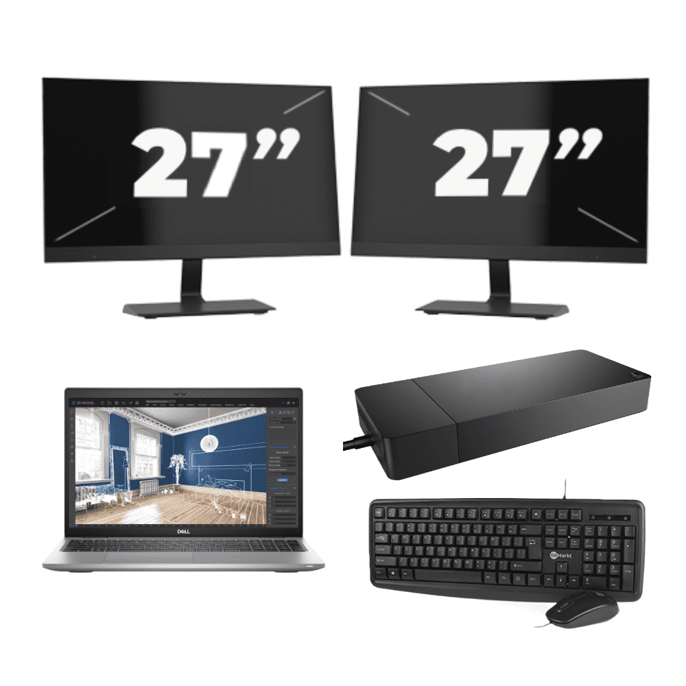 Dell Precision 3560 - Intel Core i7 11ª generazione - 15 pollici - 16GB RAM - 512GB SSD - GPU - Windows 11 Home + 2x Monitor da 27 pollici