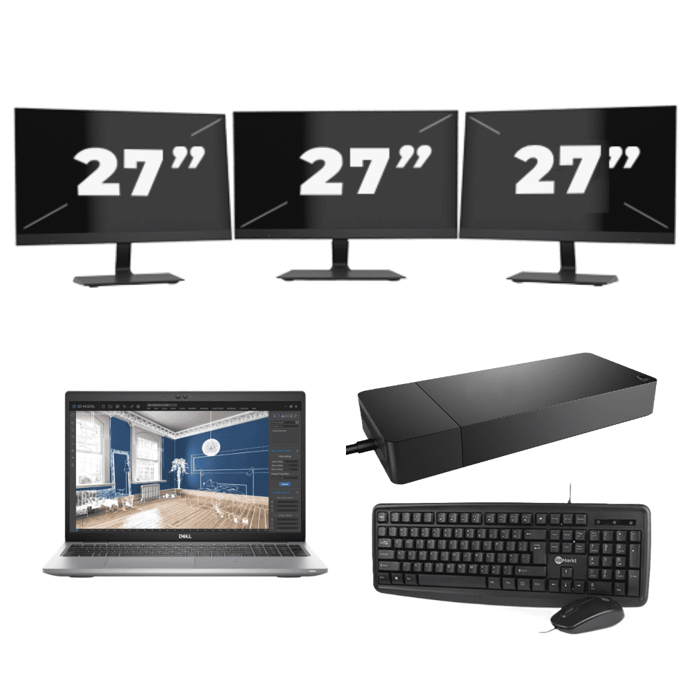 Dell Precision 3560 - Intel Core i5 11ª generazione - 15 pollici - 16GB RAM - 512GB SSD - GPU - Windows 11 Home + 3x Monitor da 27 pollici