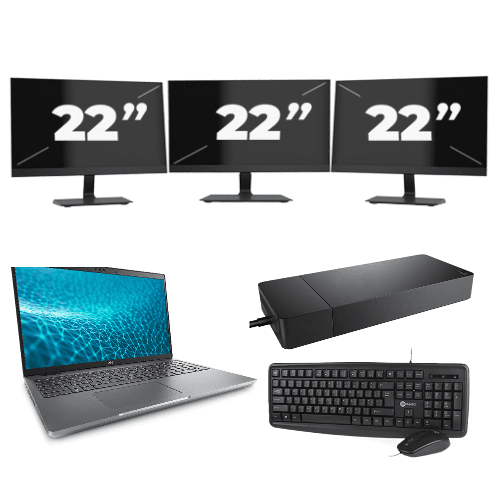 Dell Precision 3571 - Intel Core i5-12° Generazione - 15 pollice - 8GB RAM - 256GB SSD - Windows 11 Home + 3x 22 pollice Monitor