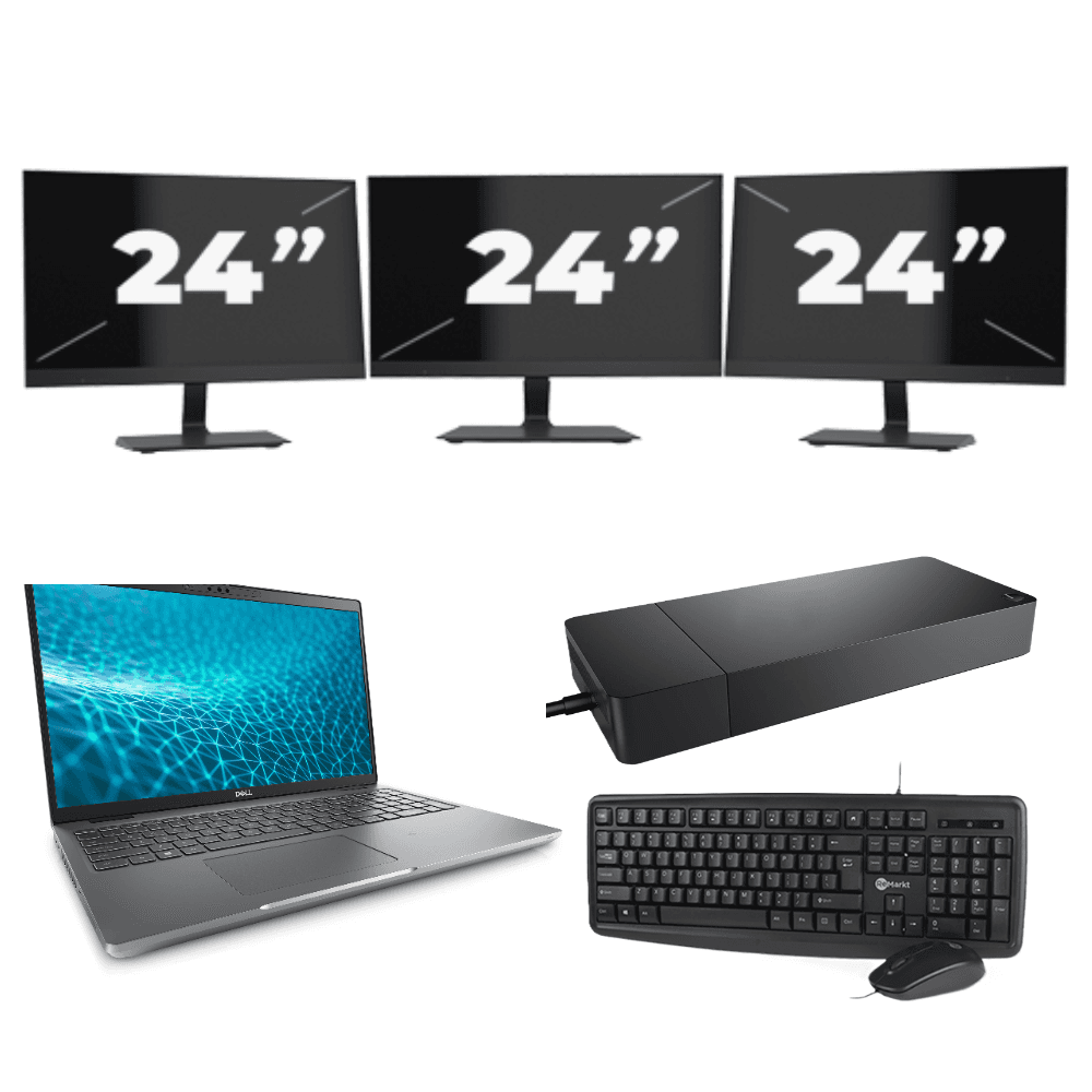 Dell Precision 3571 - Intel Core i5-12° Generazione - 15 pollice - 8GB RAM - 256GB SSD - Windows 11 Home + 3x 24 pollice Monitor