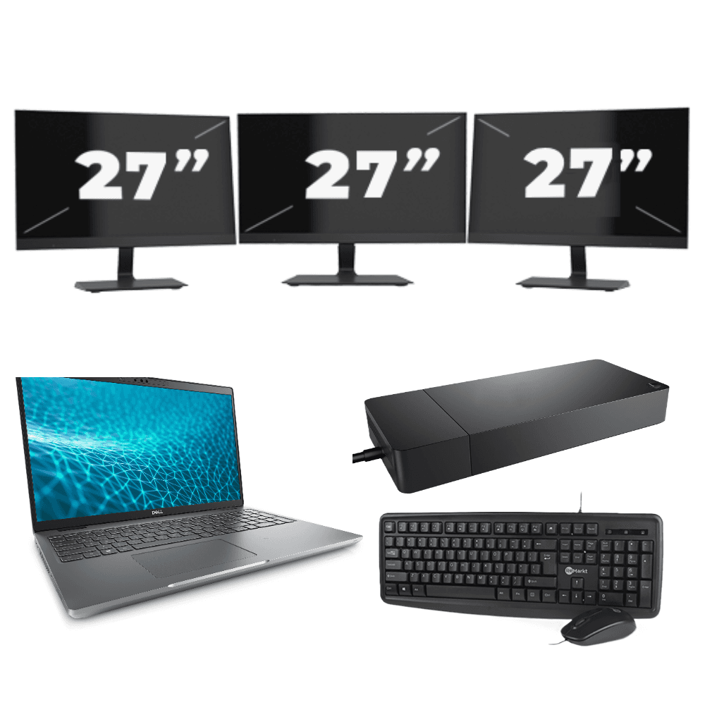 Dell Precision 3571 - Intel Core i5 12ª generazione - 15 pollici - 16GB RAM - 512GB SSD - GPU - Windows 11 Home + 3x Monitor da 27 pollici