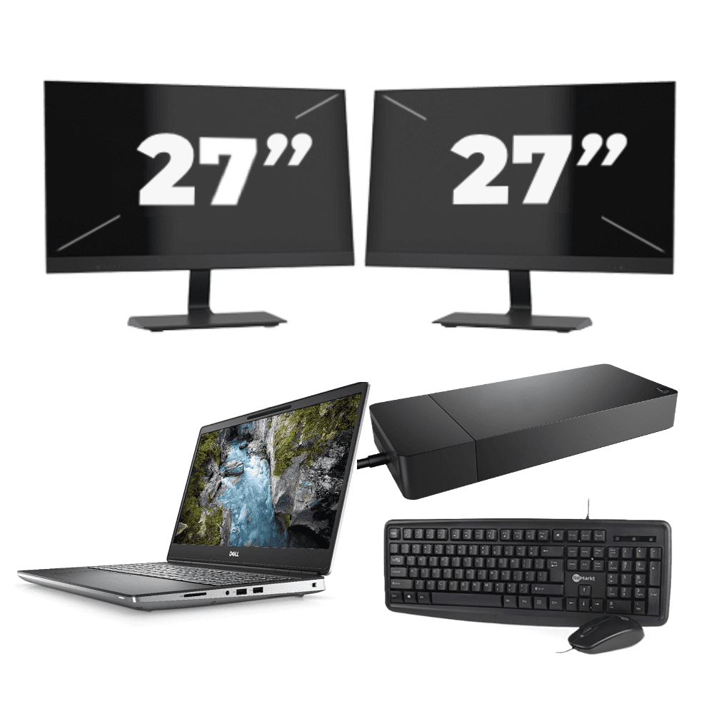 Dell Precision 7550 - Intel Core i7 10ª generazione - 15 pollici - 16GB RAM - 512GB SSD - GPU - Windows 11 Home + 2x Monitor da 27 pollici