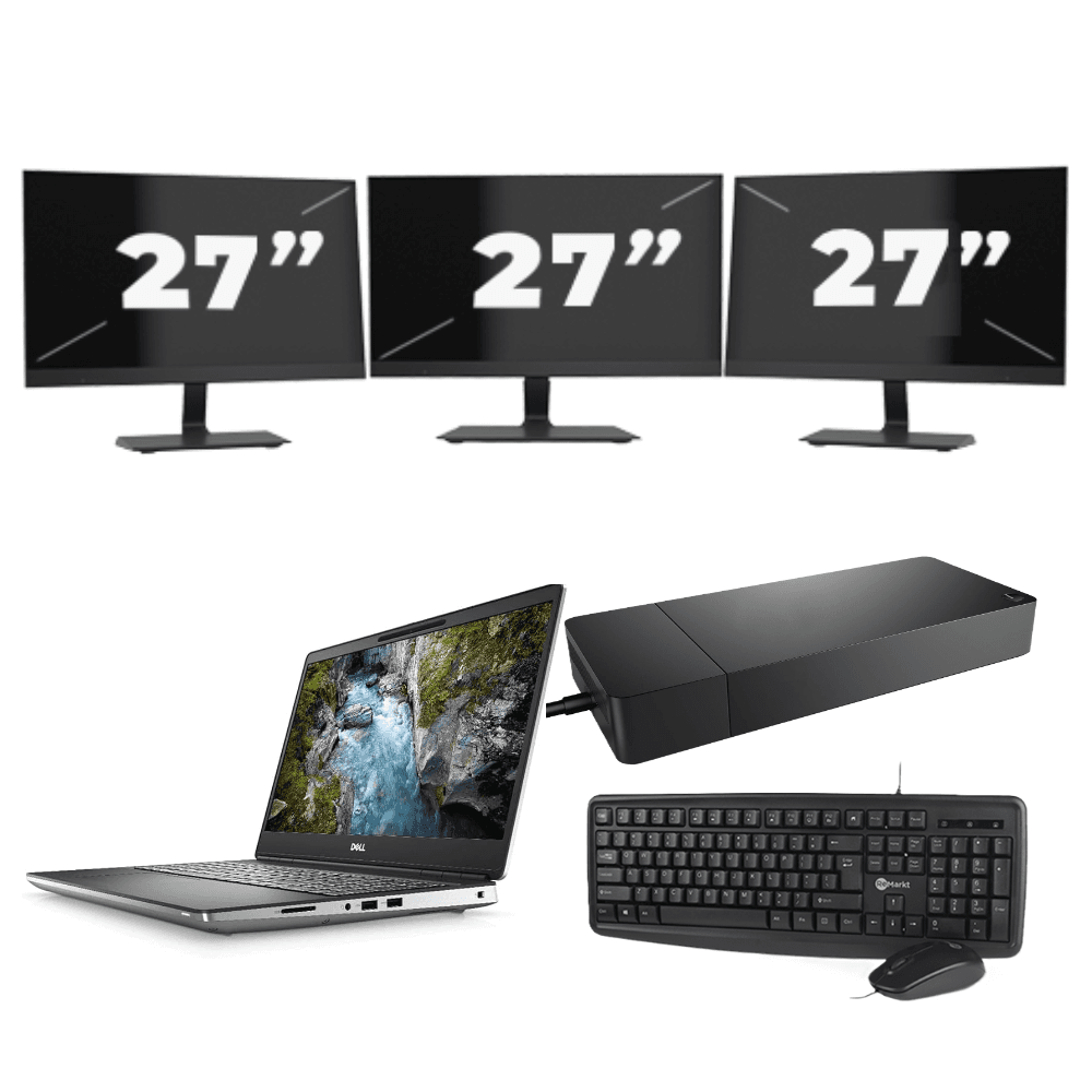 Dell Precision 7550 - Intel Core i7 10ª generazione - 15 pollici - 16GB RAM - 512GB SSD - GPU - Windows 11 Home + 3x Monitor da 27 pollici