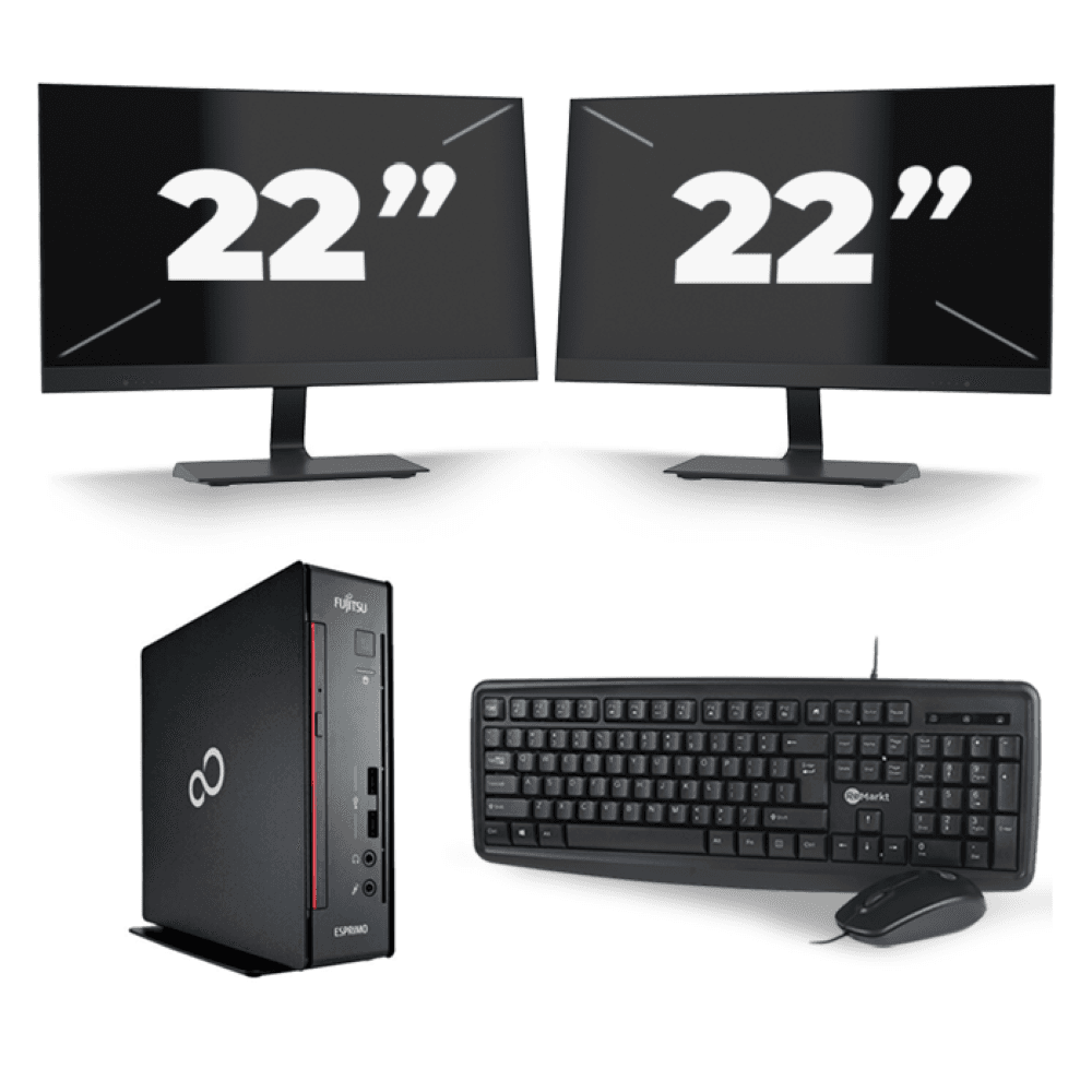 Fujitsu Esprimo Q556/2 USFF - Intel Core i5-7a generazione - 8GB RAM - 256GB SSD - Windows 11 + 2x Monitor 22 pollici