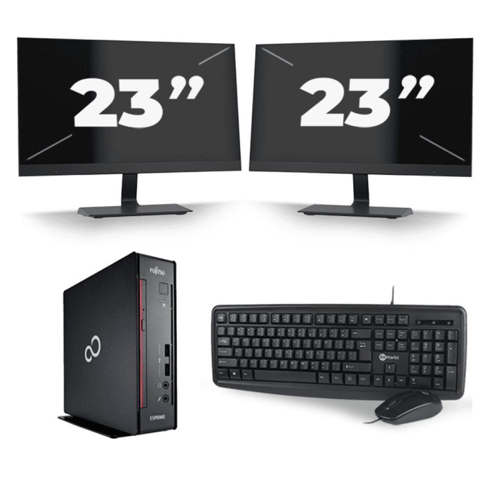 Fujitsu Esprimo Q556/2 USFF - Intel Core i5-7a generazione - 8GB RAM - 256GB SSD - Windows 11 + 2x Monitor 23 pollici