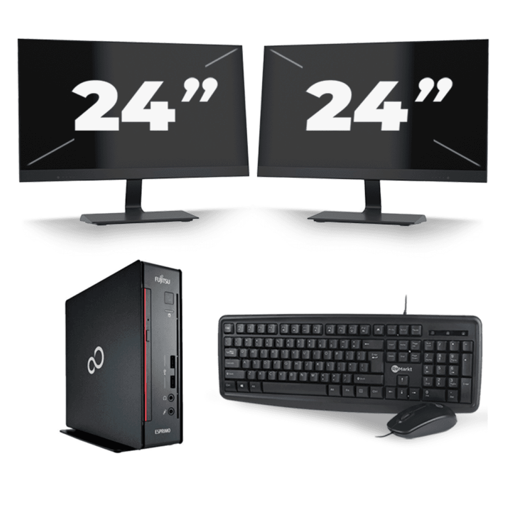 Fujitsu Esprimo Q556/2 USFF - Intel Core i5-7a generazione - 8GB RAM - 256GB SSD - Windows 11 + 2x Monitor da 24 pollici