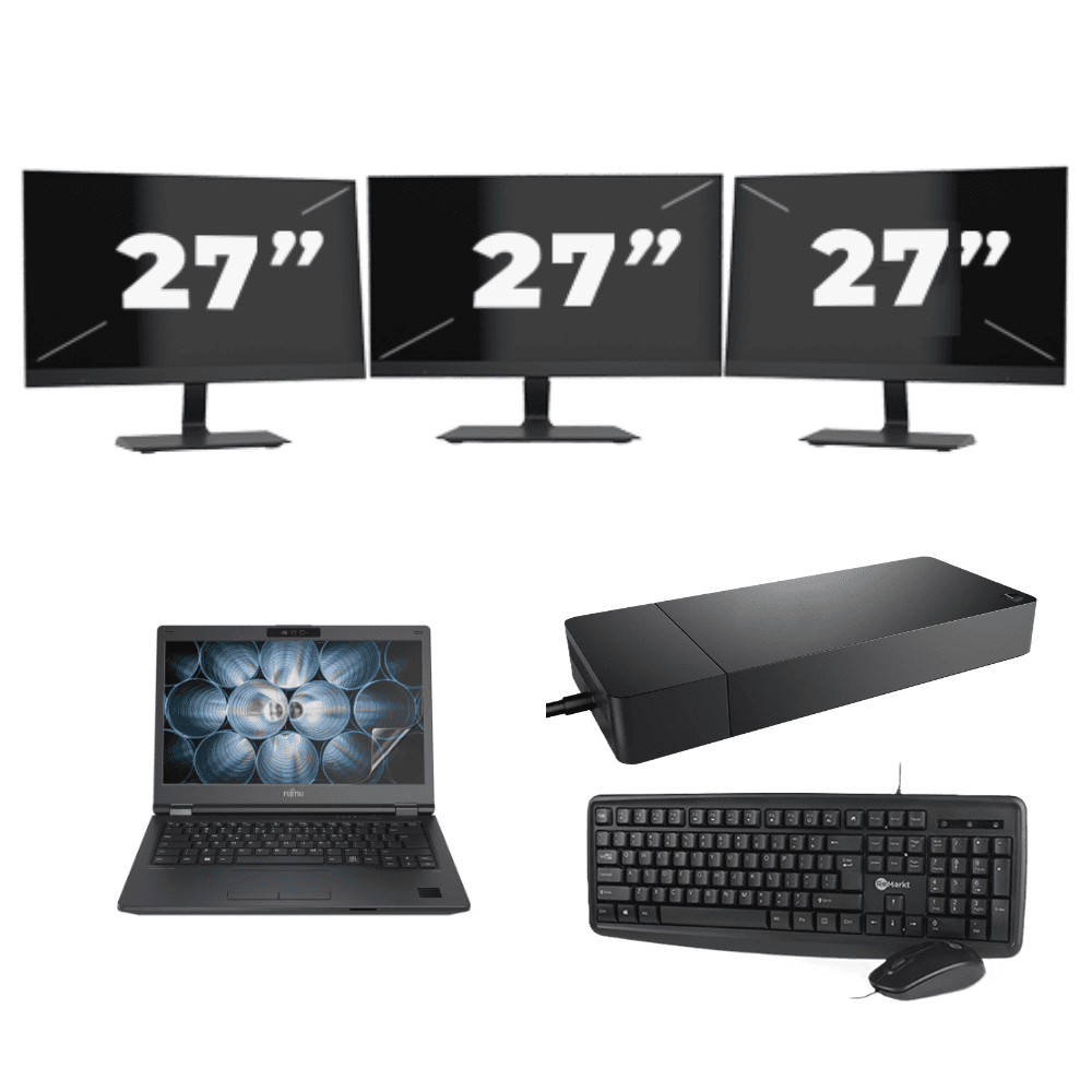Fujitsu Lifebook E4411 - Intel Core i3 11ª generazione - 14 pollici - 16GB RAM - 256GB SSD - GPU - Windows 11 Home + 3x Monitor da 27 pollici