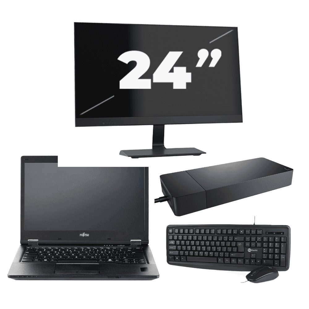 Fujitsu LIFEBOOK E5410 - Intel Core i5-10a generazione - 14 pollici - 8 GB di RAM - 256 GB SSD - Windows 11 Home + 1 monitor da 24 pollici