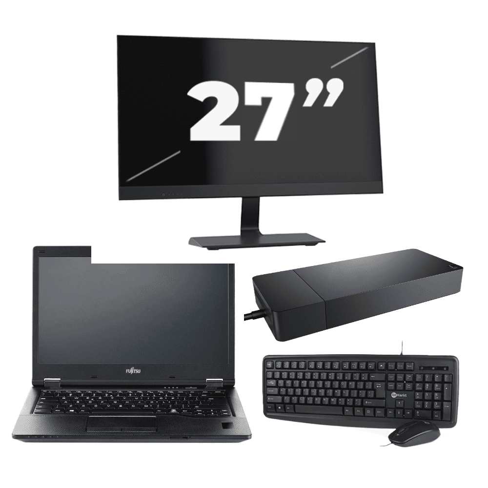 Fujitsu LIFEBOOK E5410 - Intel Core i5-10e di decima generazione - 14 pollici - 8 GB di RAM - SSD da 256 GB - Windows 11 Home + 1 monitor da 27 pollici