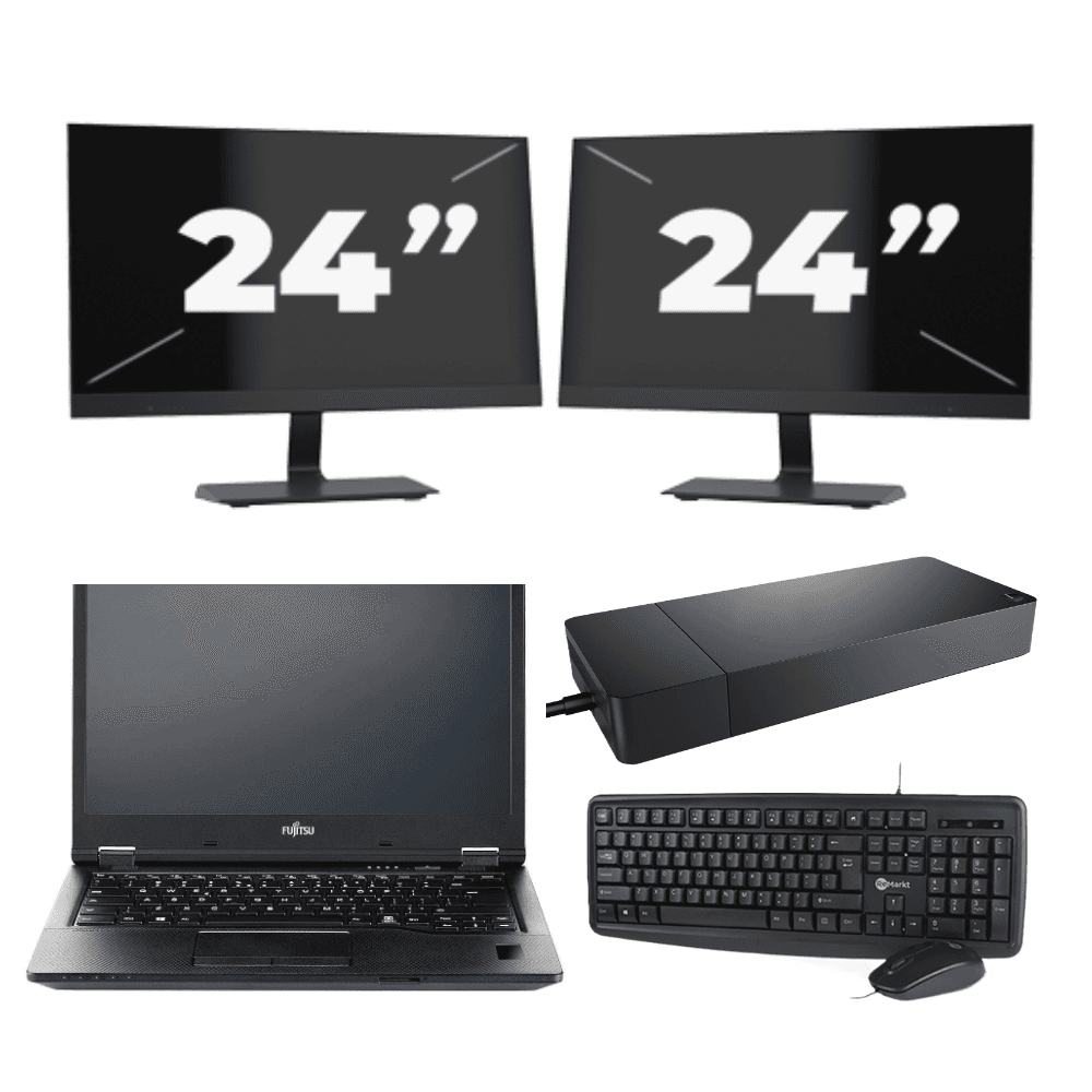 Fujitsu LIFEBOOK E5410 - Intel Core i5-10a generazione - 14 pollici - 8 GB di RAM - 256 GB SSD - Windows 11 Home + 2 monitor da 24 pollici