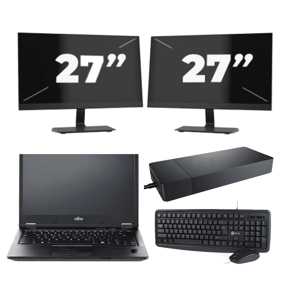 Fujitsu LIFEBOOK E5410 - Intel Core i3-10e di decima generazione - 14 pollici - 8 GB di RAM - SSD da 256 GB - Windows 11 Home + 2 monitor da 27 pollici