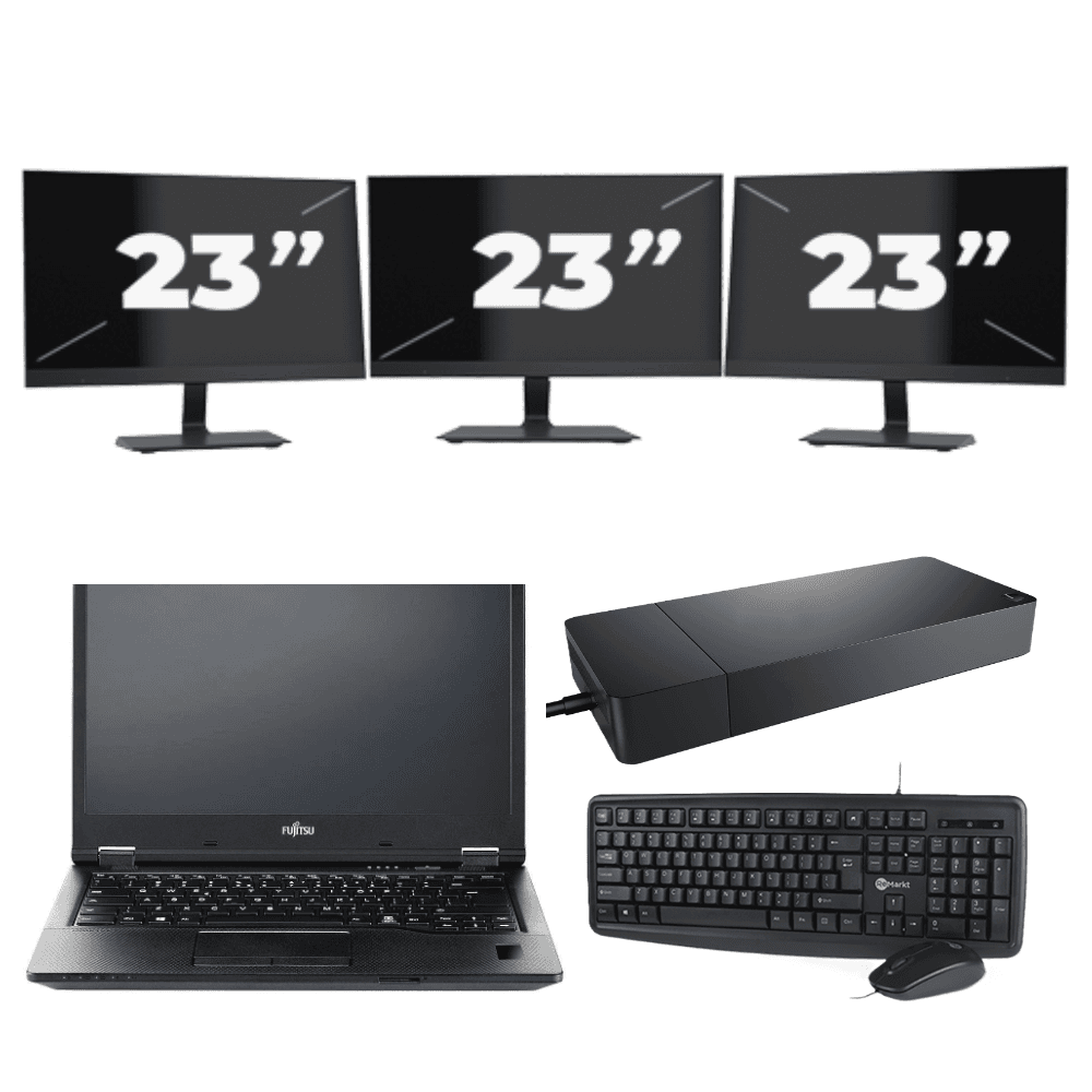 Fujitsu LIFEBOOK E5410 - Intel Core i5-10a generazione - 14 pollici - 8 GB di RAM - 256 GB SSD - Windows 11 Home + 3 monitor da 23 pollici