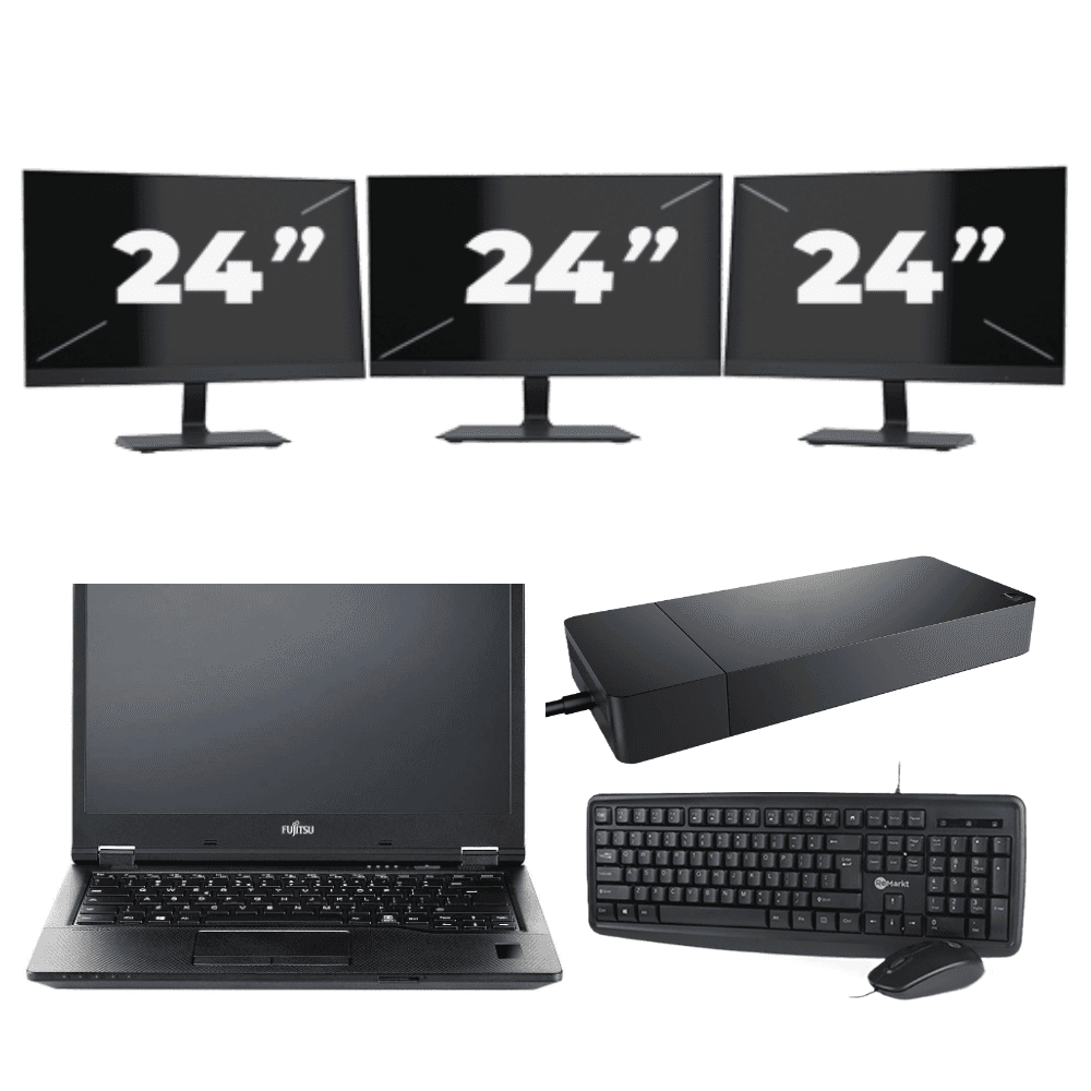 Fujitsu LIFEBOOK E5410 - Intel Core i5-10a generazione - 14 pollici - 8 GB di RAM - 256 GB SSD - Windows 11 Home + 3 monitor da 24 pollici