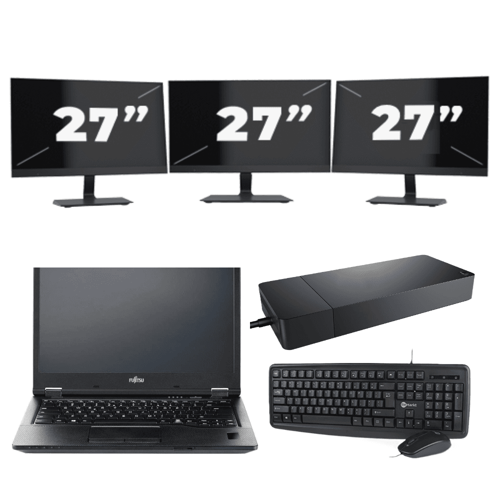 Fujitsu LIFEBOOK E5410 - Intel Core i5-10e di decima generazione - 14 pollici - 8 GB di RAM - SSD da 256 GB - Windows 11 Home + 3 monitor da 27 pollici