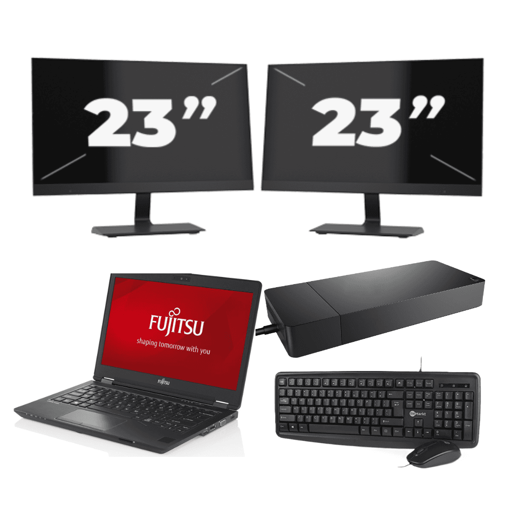 Fujitsu LifeBook U727 - Intel Core i7-7a generazione - 12 pollici - 8 GB di RAM - 256 GB SSD - Windows 11 + 2 monitor da 23 pollici