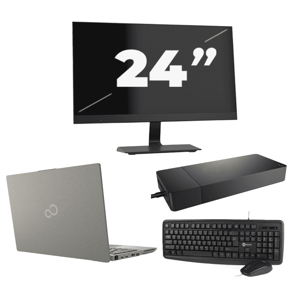 Fujitsu Lifebook U7411 - Intel Core i5 11ª generazione - 14 pollici - 16GB RAM - 512GB SSD - Windows 11 Home + 1x Monitor da 24 pollici