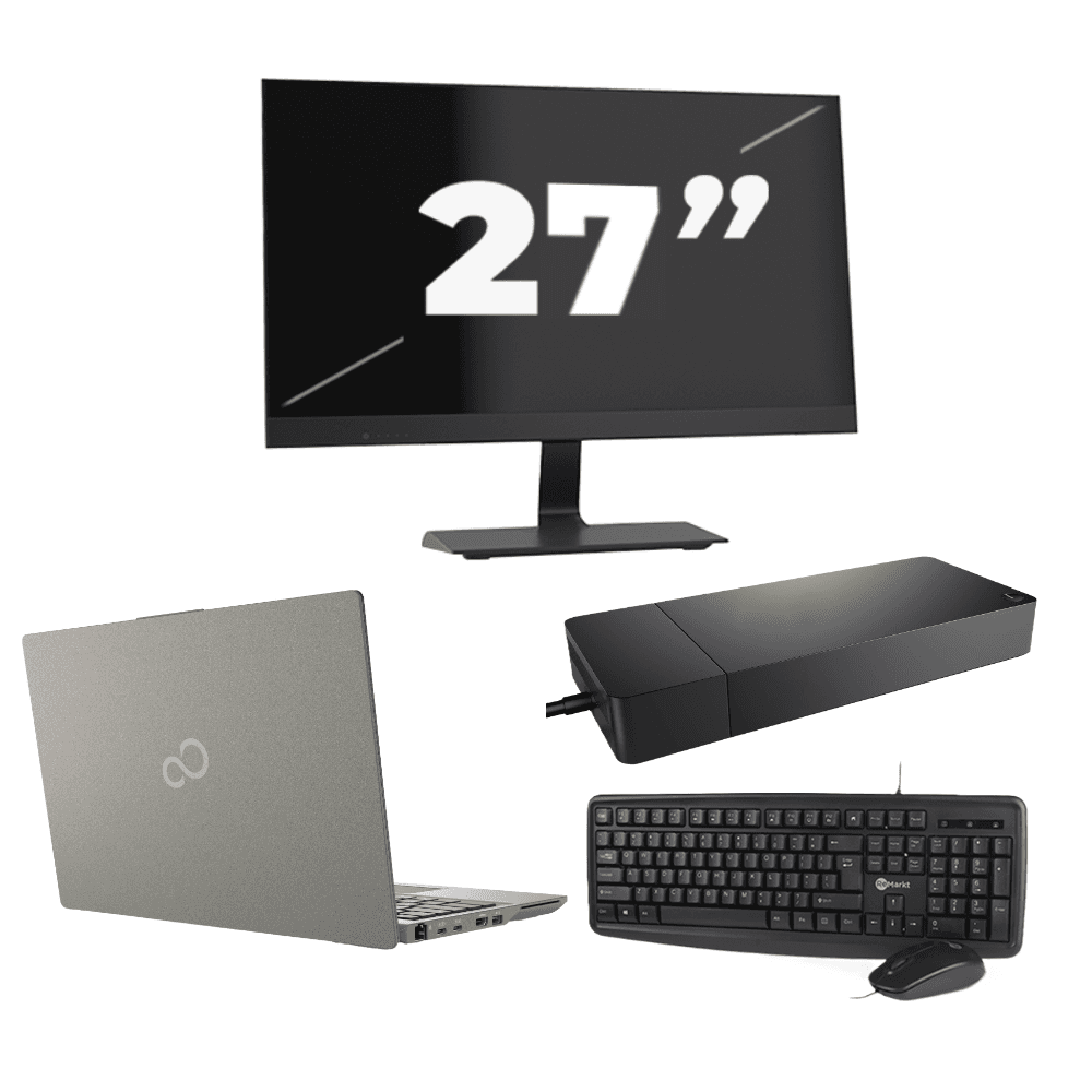 Fujitsu Lifebook U7411 - Intel Core i5 11ª generazione - 14 pollici - 16GB RAM - 512GB SSD - Windows 11 Home + 1x Monitor da 27 pollici