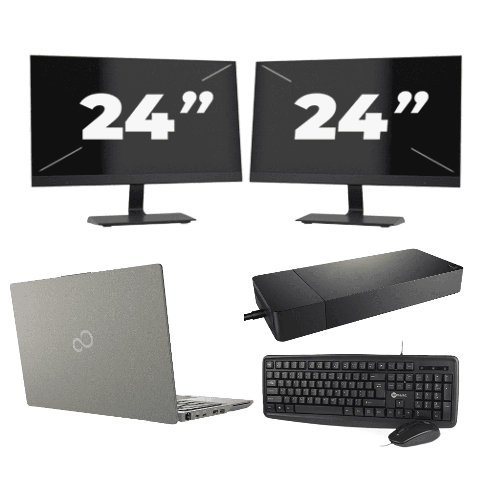 Fujitsu Lifebook U7411 - Intel Core i5 11ª generazione - 14 pollici - 16GB RAM - 512GB SSD - Windows 11 Home + 2x Monitor da 24 pollici