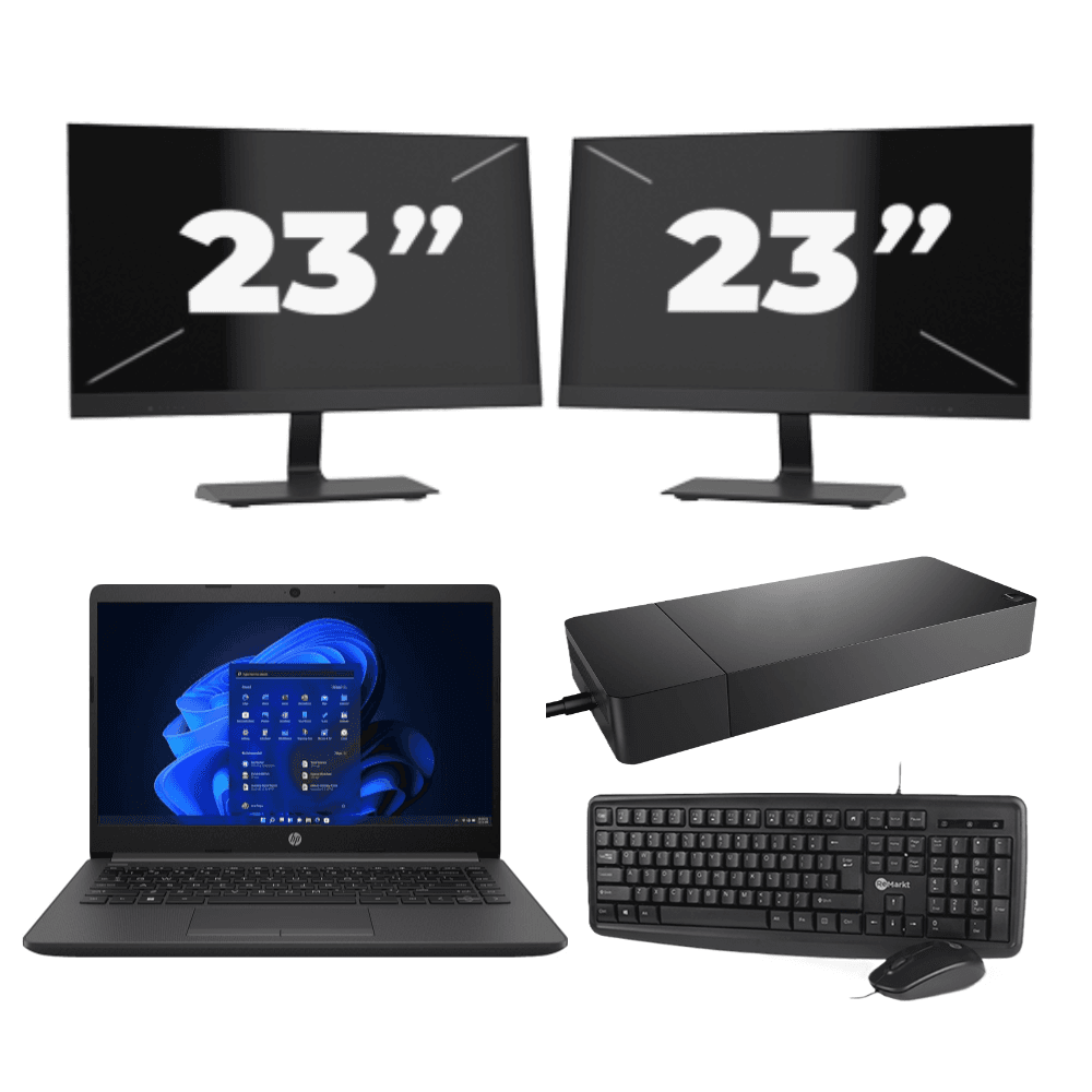 HP 240 G8 - Intel Core i3-10a generazione - 14 pollici - 8 GB di RAM - 256 GB SSD - Windows 11 Home + 2 monitor da 23 pollici