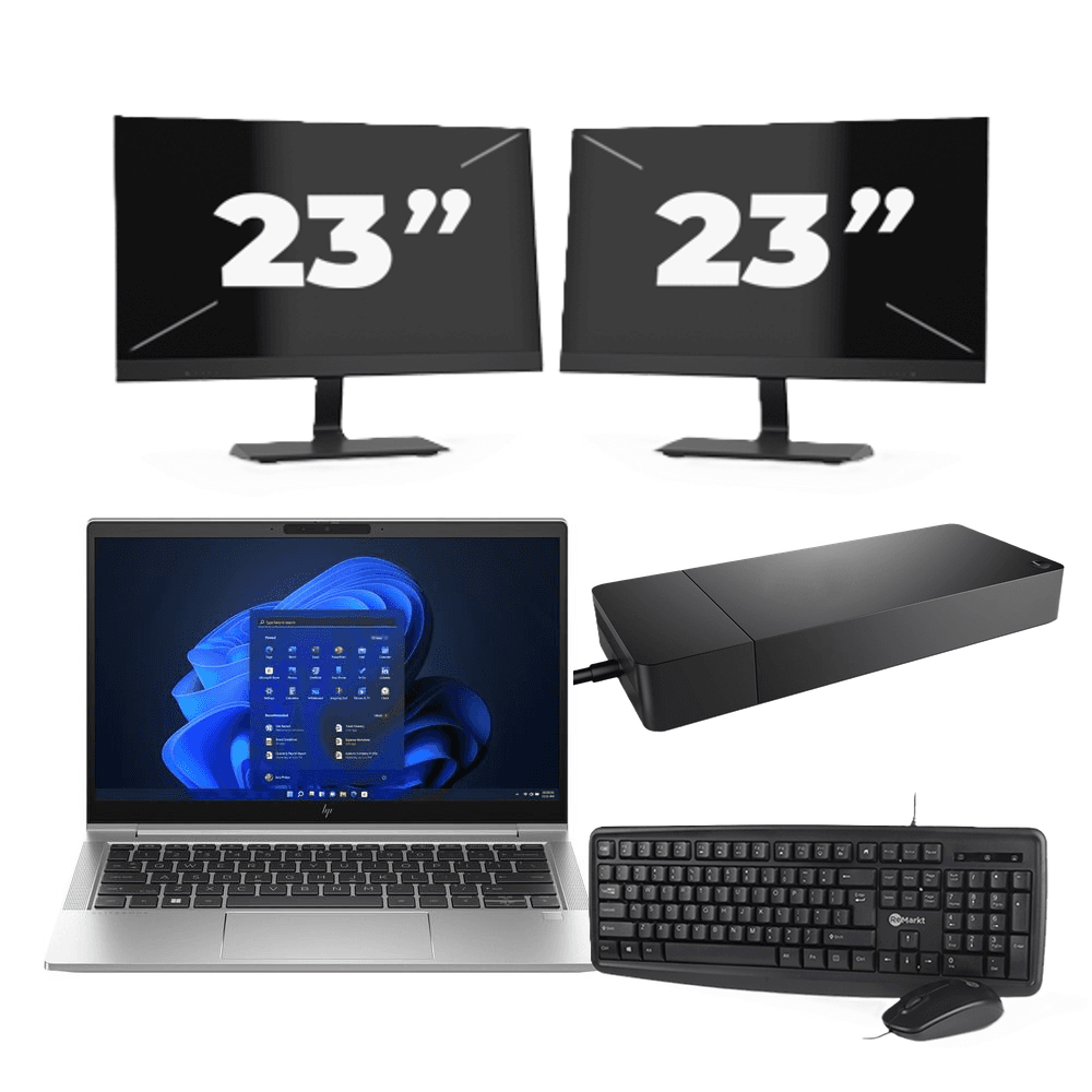 HP EliteBook 630 G10 - Intel Core i5 13ª generazione - 13 pollici - 16GB RAM - 512GB SSD - Windows 11 Home + 2x Monitor da 23 pollici