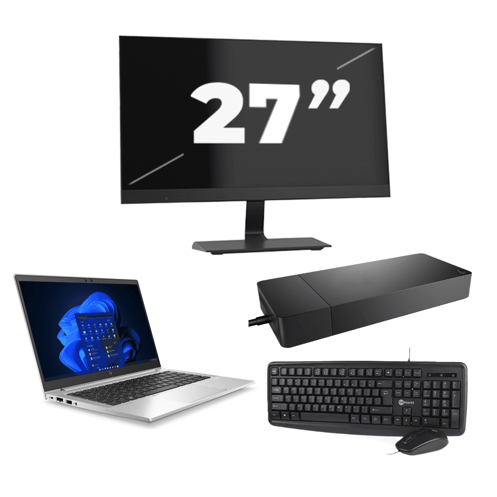 HP EliteBook 630 G9 - Intel Core i5 12ª generazione - 13 pollici - 16GB RAM - 256GB SSD - Windows 11 Home + 1x Monitor da 27 pollici