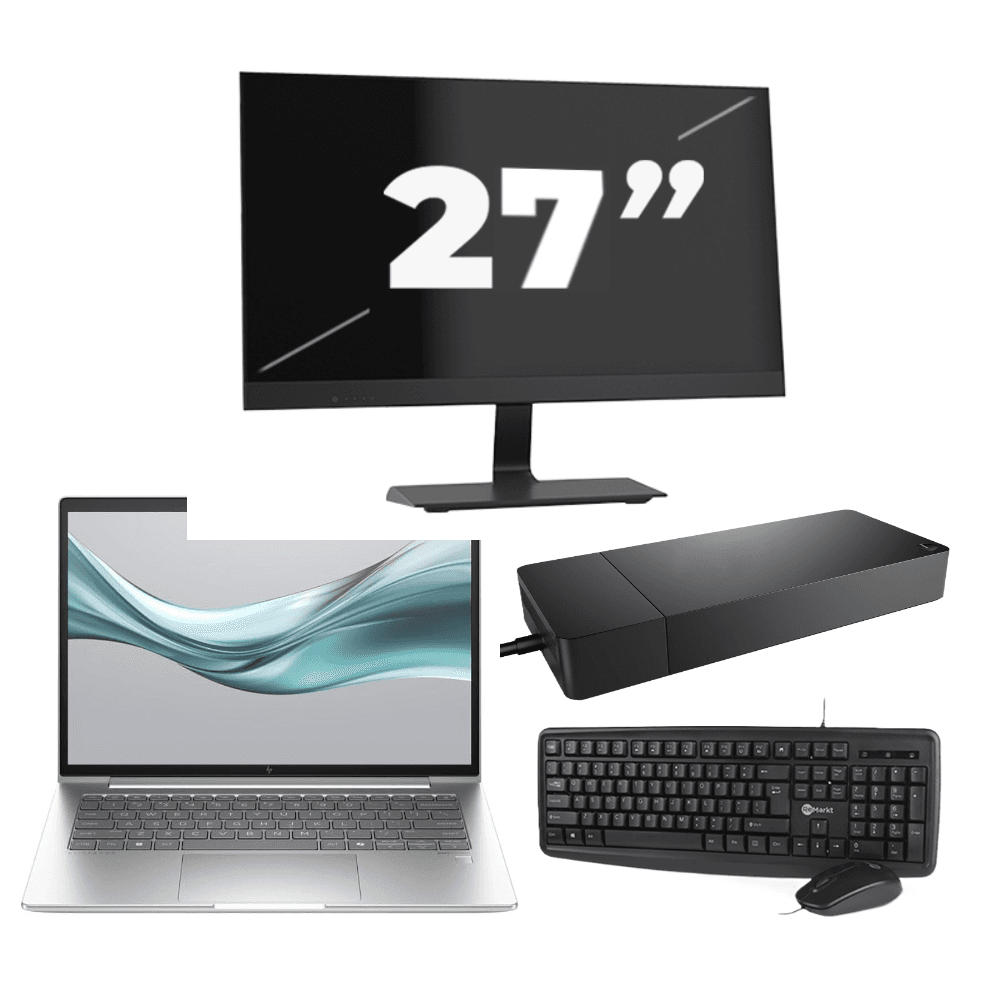 HP EliteBook 645 G11 - AMD Ryzen 5 7535U - 14 pollici - 16GB RAM - 512GB SSD - GPU - Windows 11 Home + 1x Monitor da 27 pollici