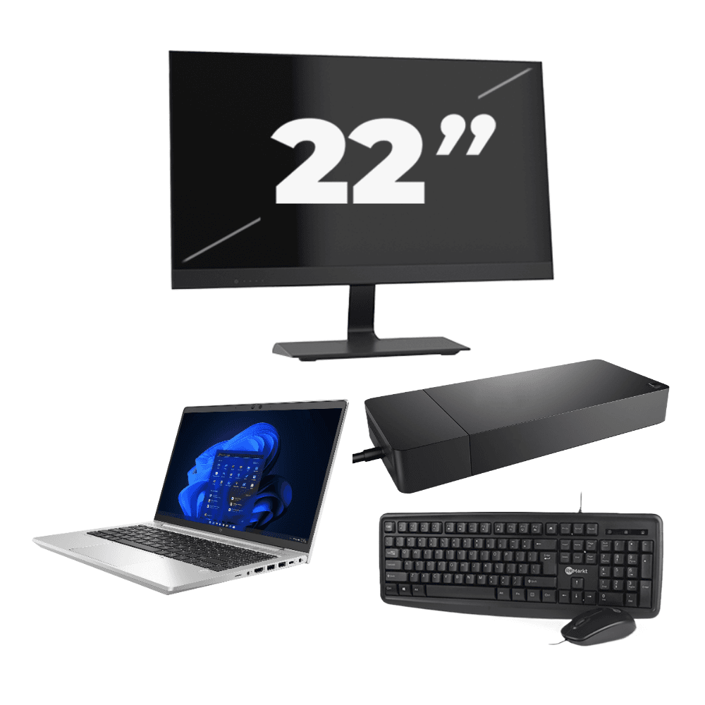 HP EliteBook 645 G9 - AMD Ryzen 5 5625U - 14 pollici - 8 GB di RAM - 256 GB SSD - Windows 11 Home + 1 monitor da 22 pollici