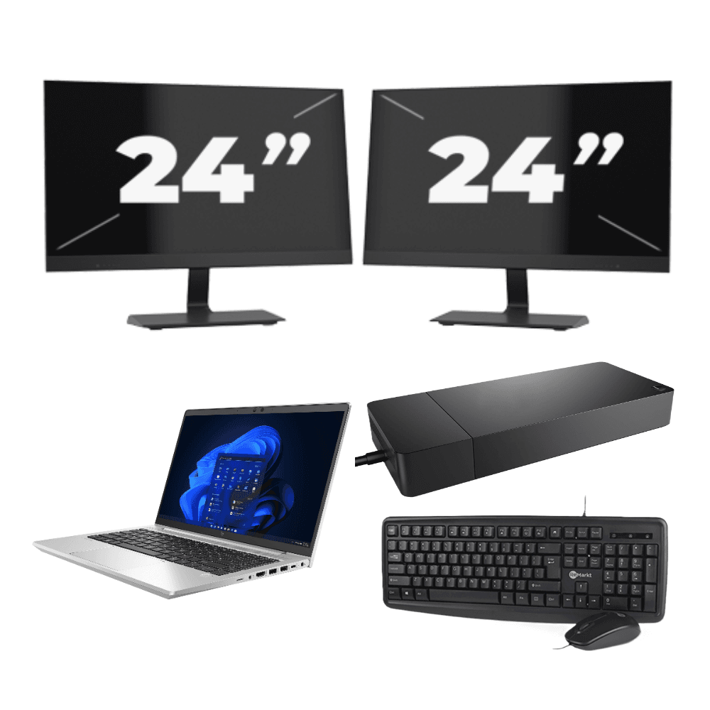HP EliteBook 645 G9 - AMD Ryzen 5 5625U - 14 pollici - 8 GB di RAM - 256 GB SSD - Windows 11 Home + 2 monitor da 24 pollici