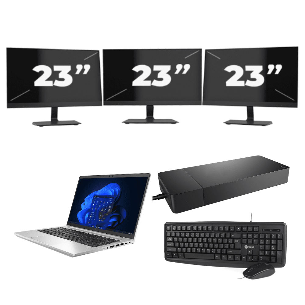 HP EliteBook 645 G9 - AMD Ryzen 5 5625U - 14 pollici - 8 GB di RAM - 256 GB SSD - Windows 11 Home + 3 monitor da 23 pollici