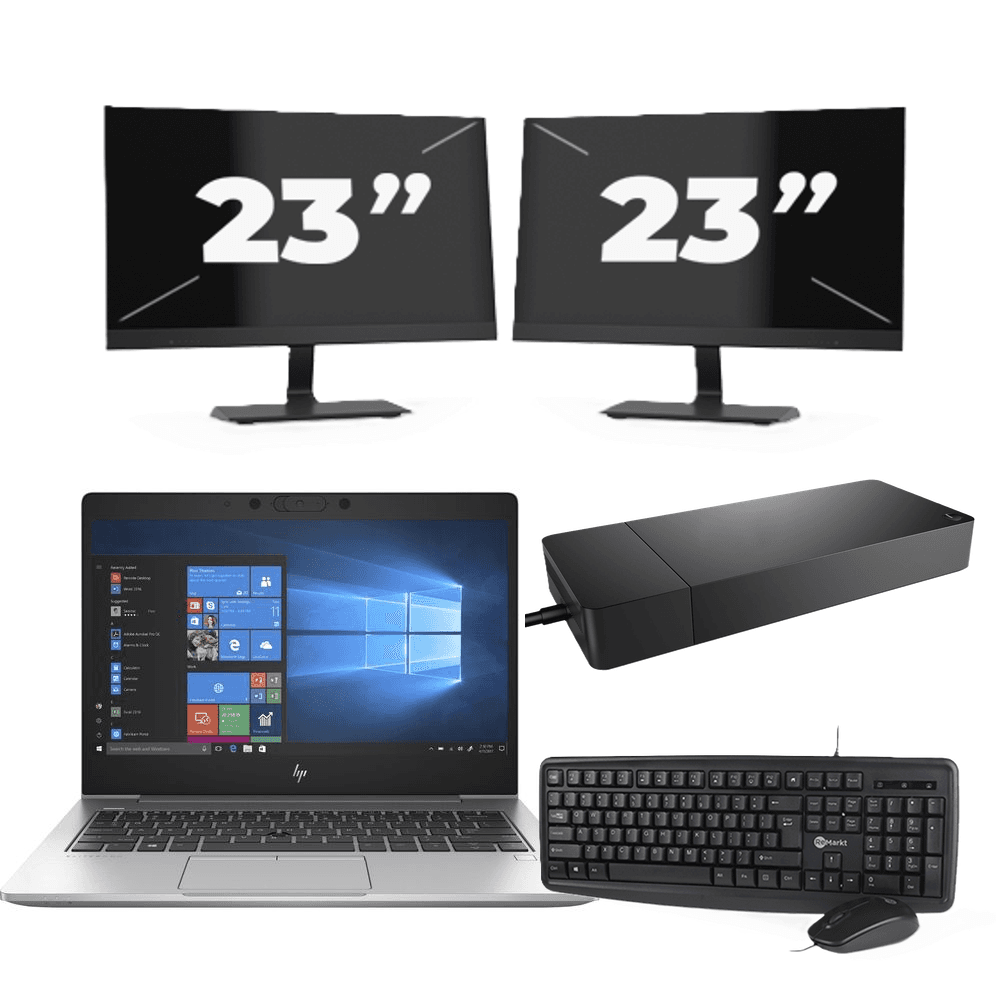HP EliteBook 735 G6 - AMD Ryzen 7 PRO 3700U - 13 pollici - 8 GB di RAM - 256 GB SSD - Windows 10 Home + 2 monitor da 23 pollici