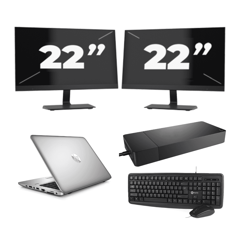 HP EliteBook 820 G3 - Intel Core i7-6a generazione - 12 pollici - 8 GB di RAM - 256 GB SSD - Windows 11 + 2 monitor da 22 pollici