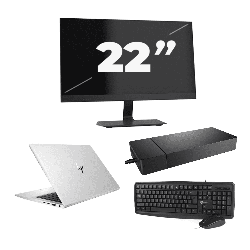 HP EliteBook 830 G7 - Intel Core i7-10a generazione - 13 pollici - 8 GB di RAM - 256 GB SSD - Windows 11 + 1 monitor da 22 pollici