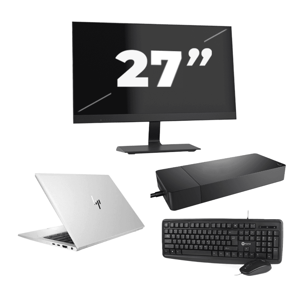 HP EliteBook 830 G7 - Intel Core i7 10ª generazione - 13 pollici - 16GB RAM - 512GB SSD - Windows 11 Home + 1x Monitor da 27 pollici