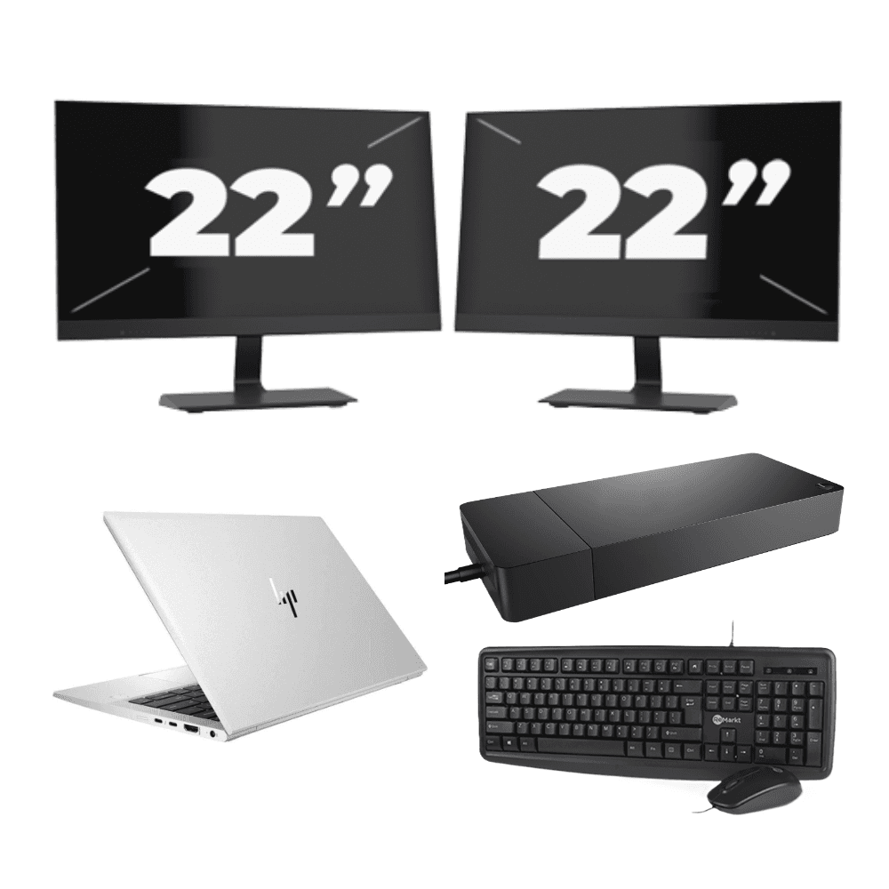 HP EliteBook 830 G7 - Intel Core i7-10a generazione - 13 pollici - 8 GB di RAM - 256 GB SSD - Windows 11 + 2 monitor da 22 pollici