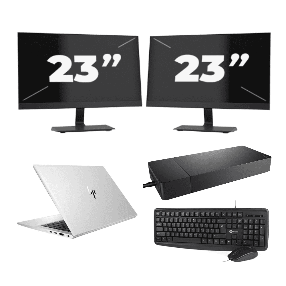 HP EliteBook 830 G7 - Intel Core i7-10a generazione - 13 pollici - 8 GB di RAM - 256 GB SSD - Windows 11 + 2 monitor da 23 pollici