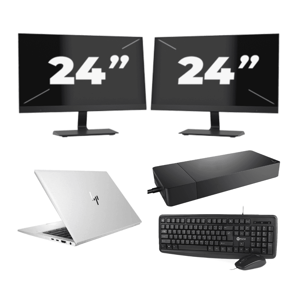 HP EliteBook 830 G7 - Intel Core i7-10a generazione - 13 pollici - 8 GB di RAM - 256 GB SSD - Windows 11 + 2 monitor da 24 pollici