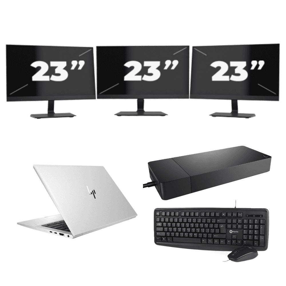 HP EliteBook 830 G7 - Intel Core i7-10a generazione - 13 pollici - 8 GB di RAM - 256 GB SSD - Windows 11 + 3 monitor da 23 pollici