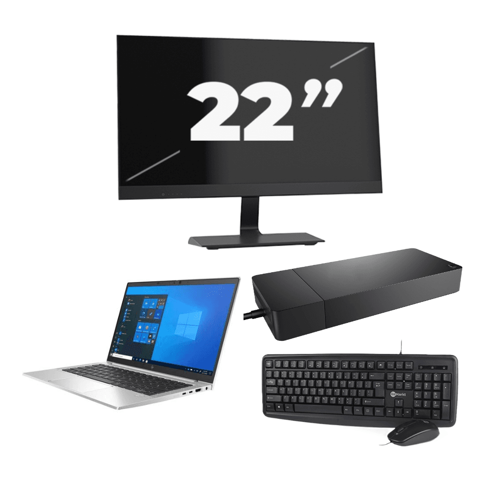 HP EliteBook 830 G8 - Intel Core i5-11a generazione - 13 pollici - 8 GB di RAM - 256 GB SSD - Windows 11 + 1 monitor da 22 pollici