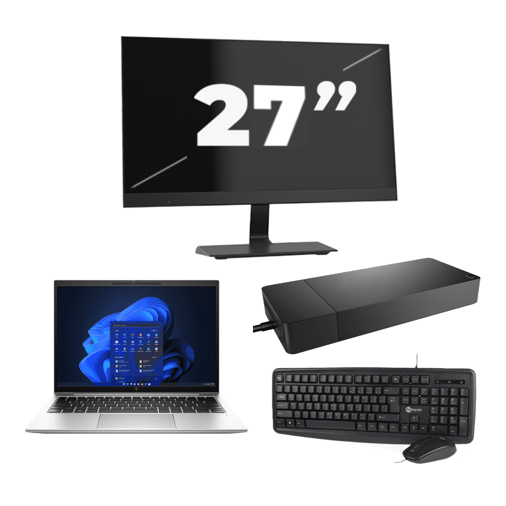 HP EliteBook 830 G9 - Intel Core i5 12ª generazione - 13 pollici - 16GB RAM - 512GB SSD - Windows 11 Home + 1x Monitor da 27 pollici