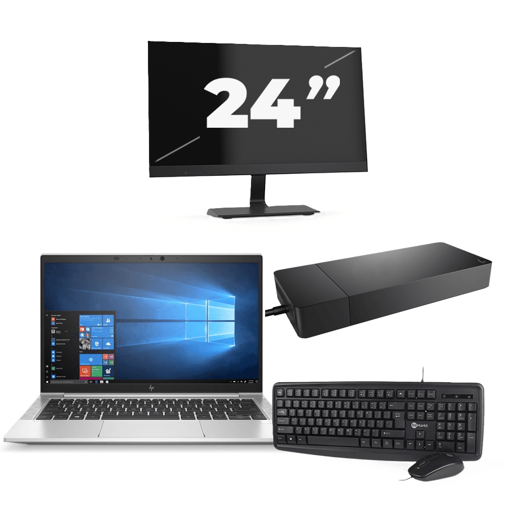 HP EliteBook 835 G7 - AMD Ryzen 3 Pro 4450U - 13 pollici - 8 GB di RAM - 256 GB SSD - Windows 10 Home + 1 monitor da 24 pollici